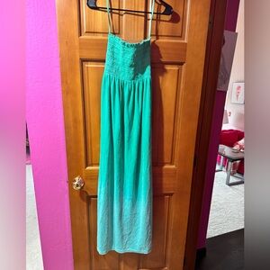 Juicy Couture Turquoise Smocked ombré Strapless Dress